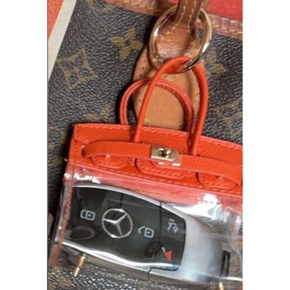 NEW Mini Purse Bag Charm Keychain Micro Pouch Compact Wallet Orange Transparent - Picture 2 of 10